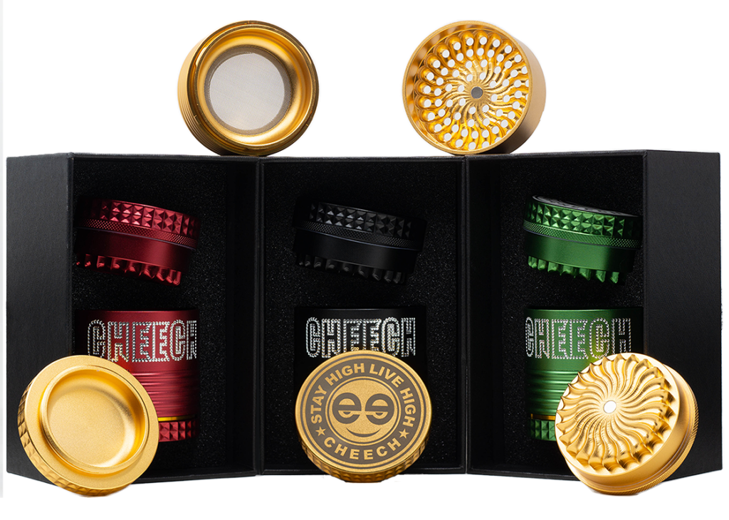 4 Piece QUICK RELEASE CHEECH LOGO Grinder with Storage Diameter of 63mm